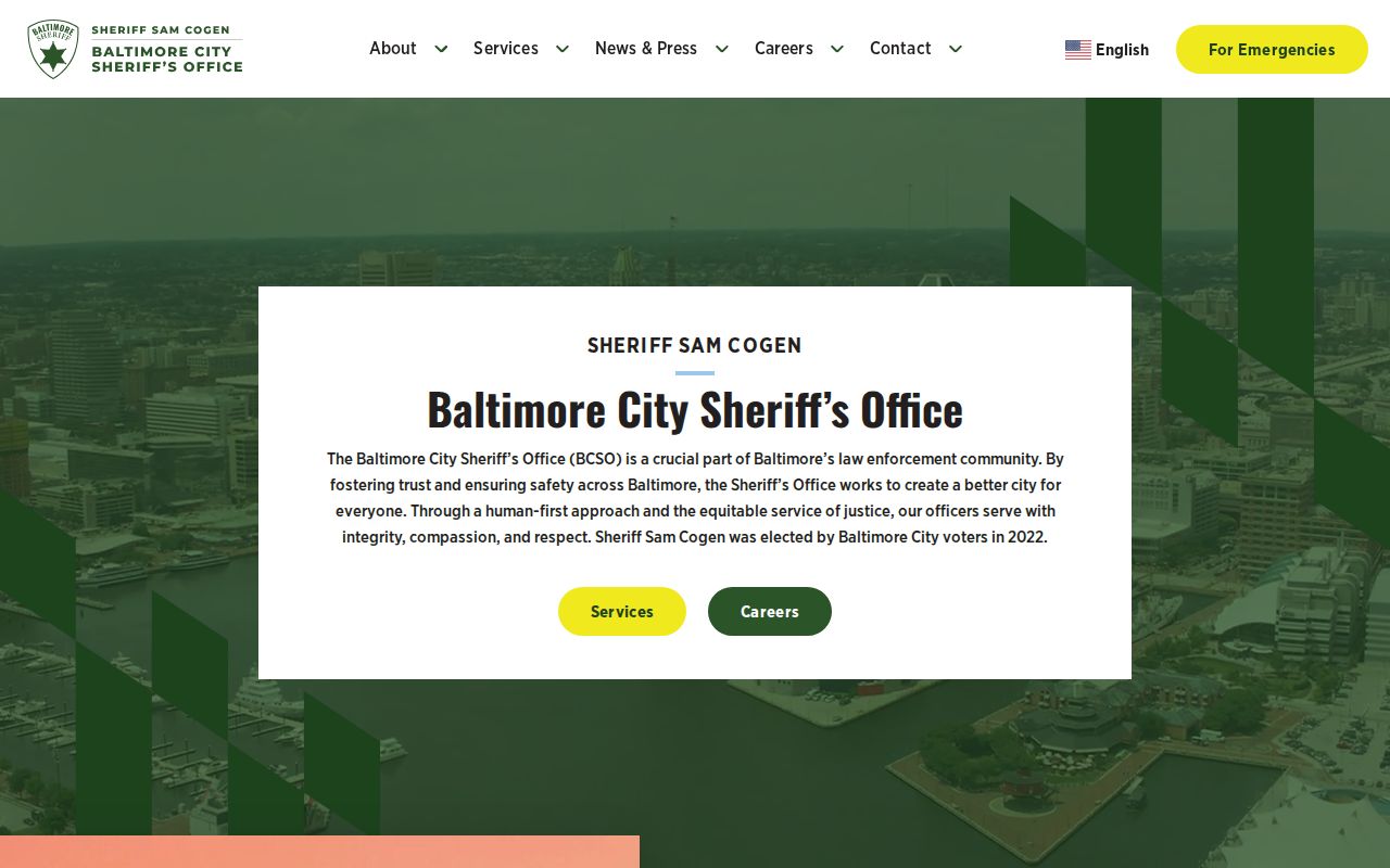 Baltimore City Sheriff's Office agency page for Baltimore City warrant service questions